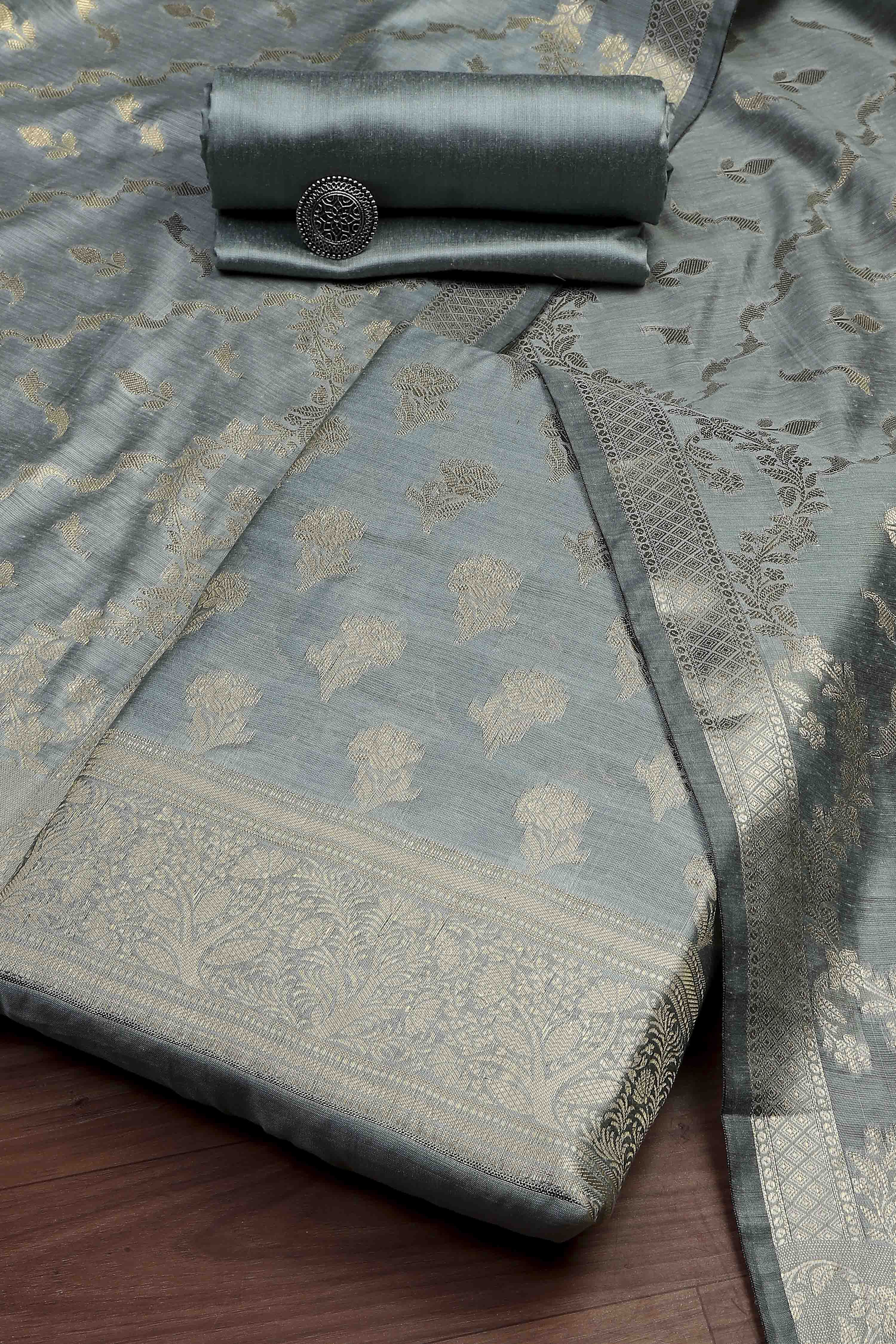 Lavender Cotton Printed Embroidered Unstitched Suit Set image number 0