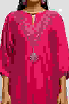 Fuchsia Solid Festive Straight Kurta Set image number 1