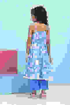 Blue Cotton Printed Tiered Suit Set image number 4