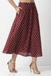 Maroon Art Silk Foil Printed Flared Skirt image number 4