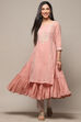 Dull Pink Polyester Blend A-Line Kurta image number 0