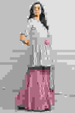 Light Blue Cotton Straight Kurta Garara Suit Set image number 5