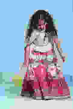 White Cotton Printed Regular Lehenga Set image number 0