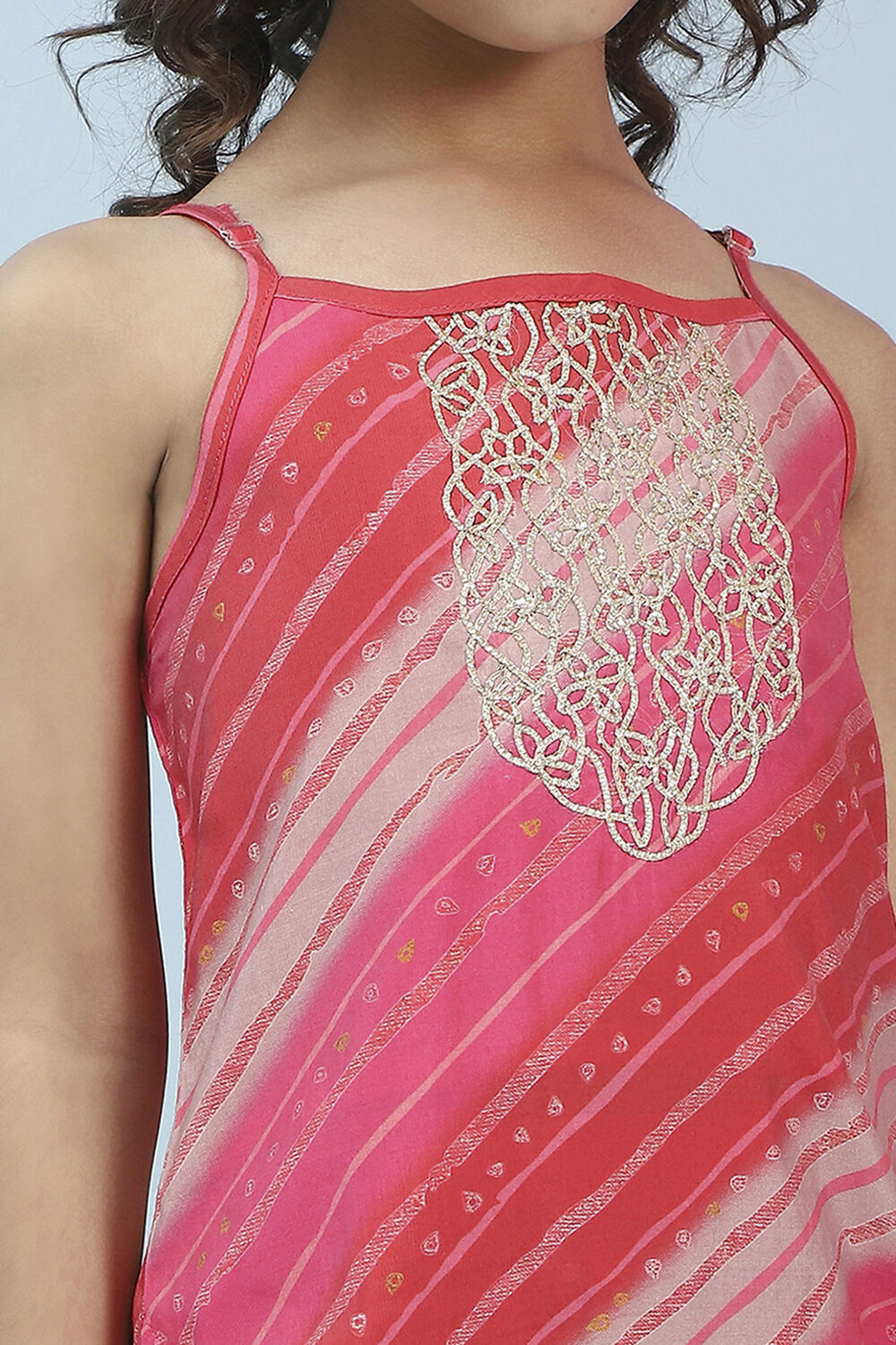 Pink Printed Straight Kurta Pant Set image number 5