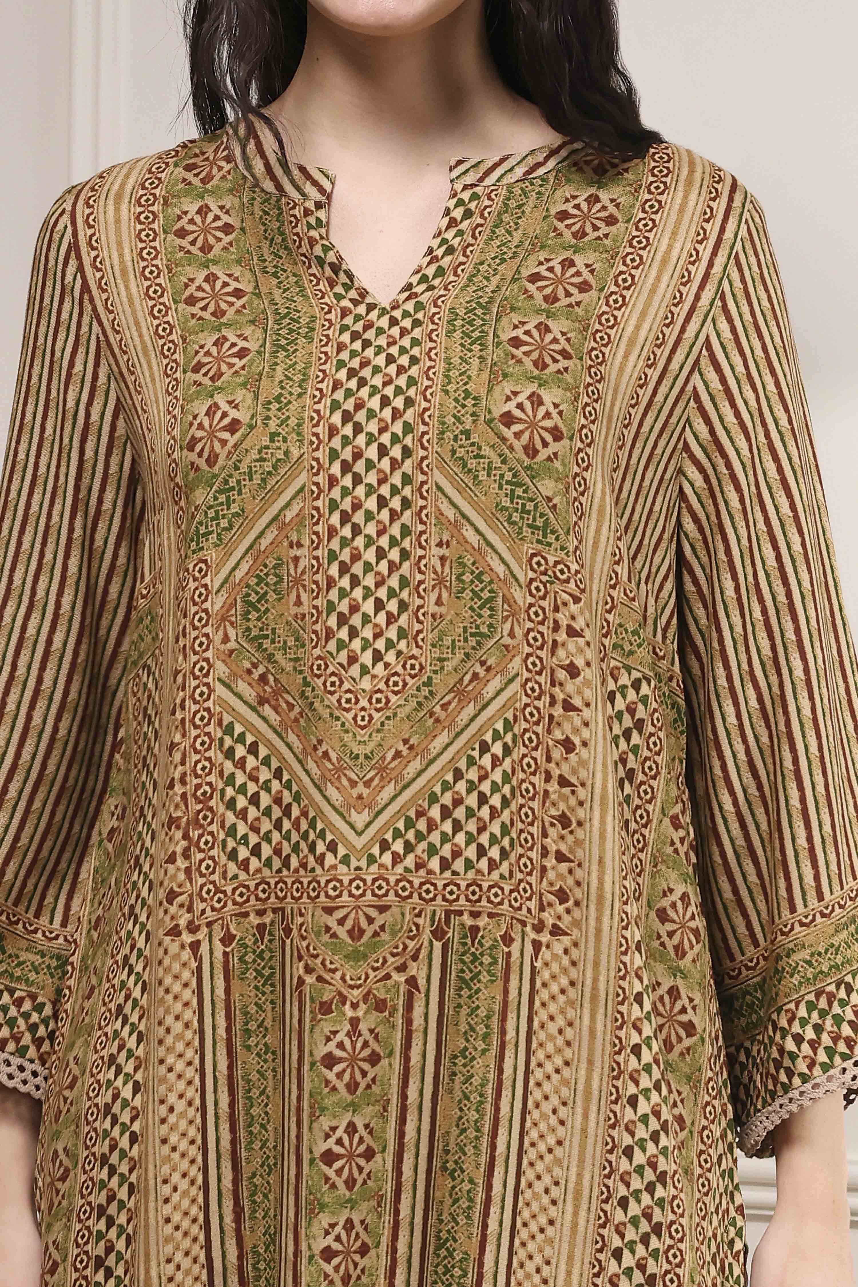 Blue Printed Straight Kurta image number 1