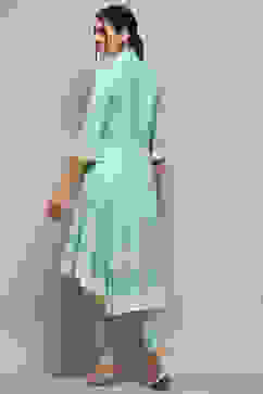 Light Green Kota Asymmetric Suit set image number 5