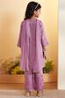 Purple Cotton Embellished Straight Kurta Set image number 5