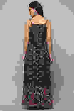 Black Linen Blend Straight Suit set image number 5