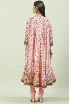 Pink Straight Kurta Churidar Suit Set image number 4