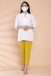 Off White Cotton Chikankari Short Embroidered Kurti image number 3