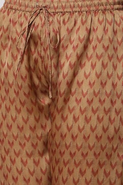 Khaki Art Silk A-Line Kurta Palazzo Suit Set image number 5