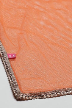 Orange Cotton Blend Short Top Lehenga Set image number 3