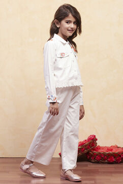 White Cotton Floral Printed Top and Pant Set image number 5