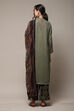 Dark Military Green Art Silk Straight Kurta Palazzo Suit Set image number 4