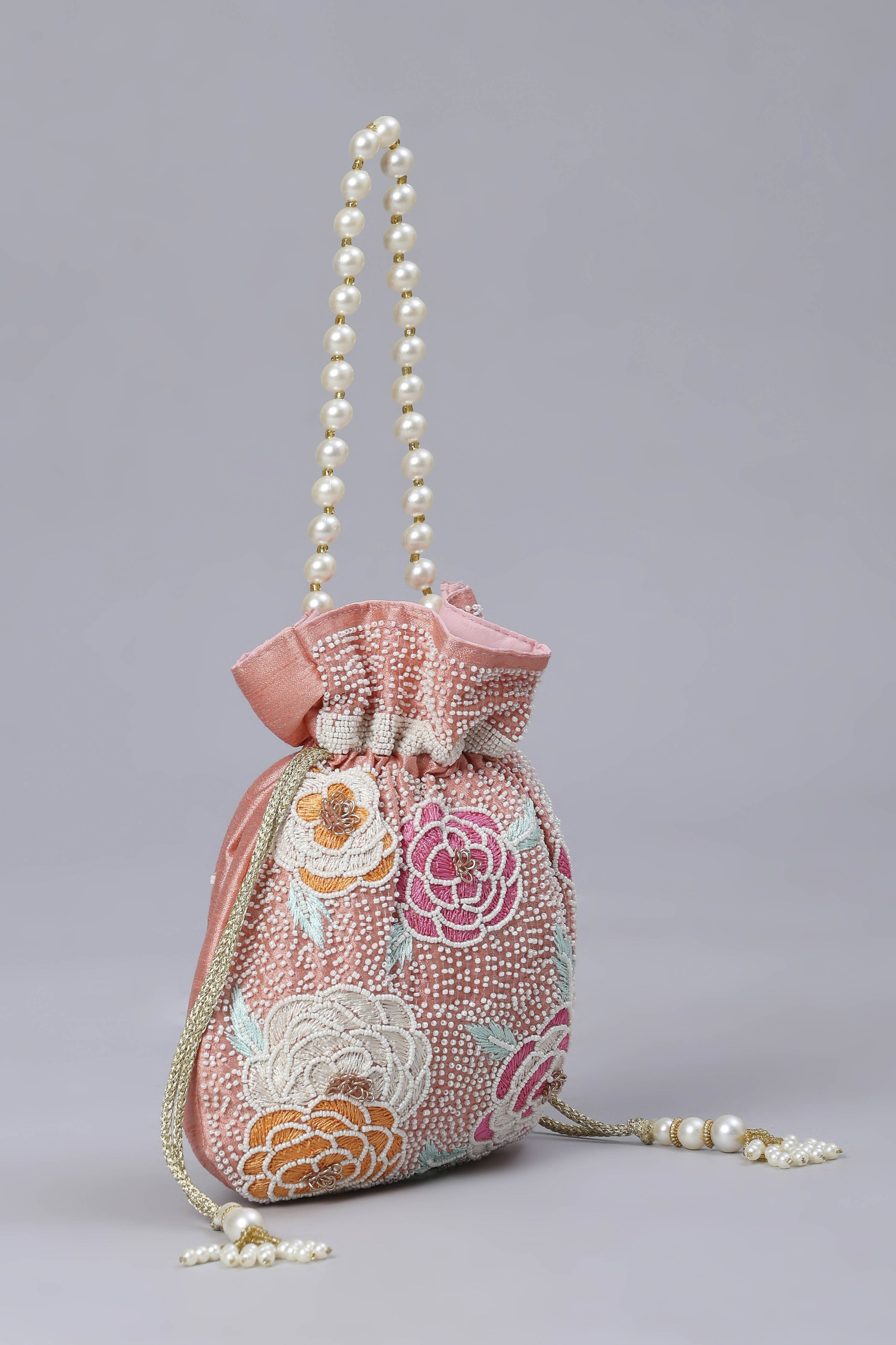 Pink Fabric Potli Bag image number 3