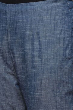 Blue Cotton Narrow Pants image number 1