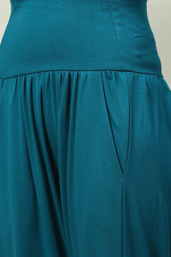 Teal Viscose Relaxed Joggers image number 1