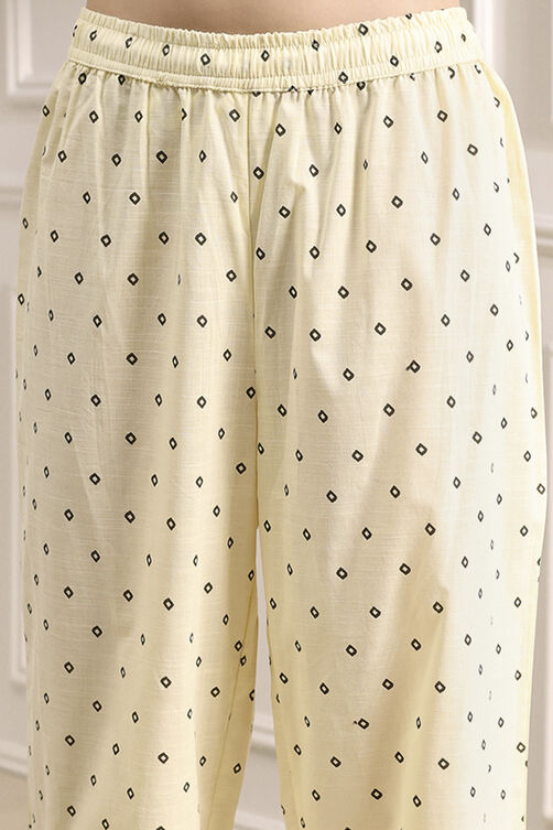 Beige Cotton Printed A-Line Suit Set image number 2