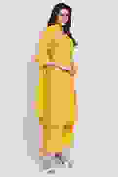 Ochre Flared Kurta Palazzo Suit Set image number 3