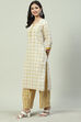 Mustard Cotton Blend Straight Kurta Palazzo Suit Set image number 3