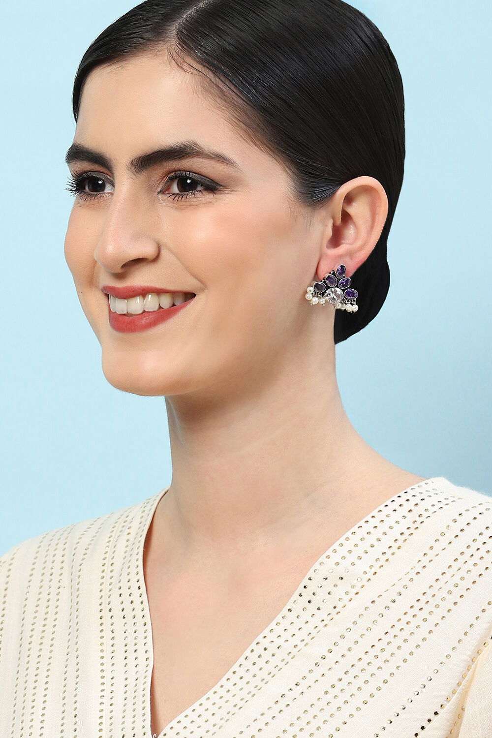 Purple Brass Earrings image number 3