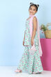 Mint Green Cotton Printed Straight Suit Set image number 3
