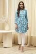 Blue Rayon Straight Printed Kurta image number 5
