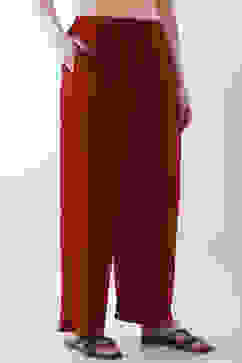 Maroon Solid Straight Palazzos image number 3