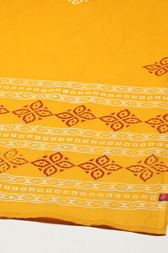 Yellow Cotton Hand Block Print Unstitched Suit Set image number 4