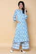 Blue Rayon Straight Kurta Pants Set image number 0