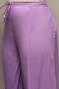 Pink & Purple Cotton Blend Kalidar Kurta Palazzo Suit Set image number 2
