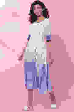 Indigo LIVA Flared Printed Dress image number 2