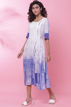 Indigo LIVA Flared Printed Dress image number 2