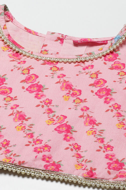 Pink Cotton Net Lehenga Set image number 1