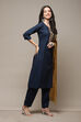 Blue Cotton Printed Unstitched Suit Set image number 7