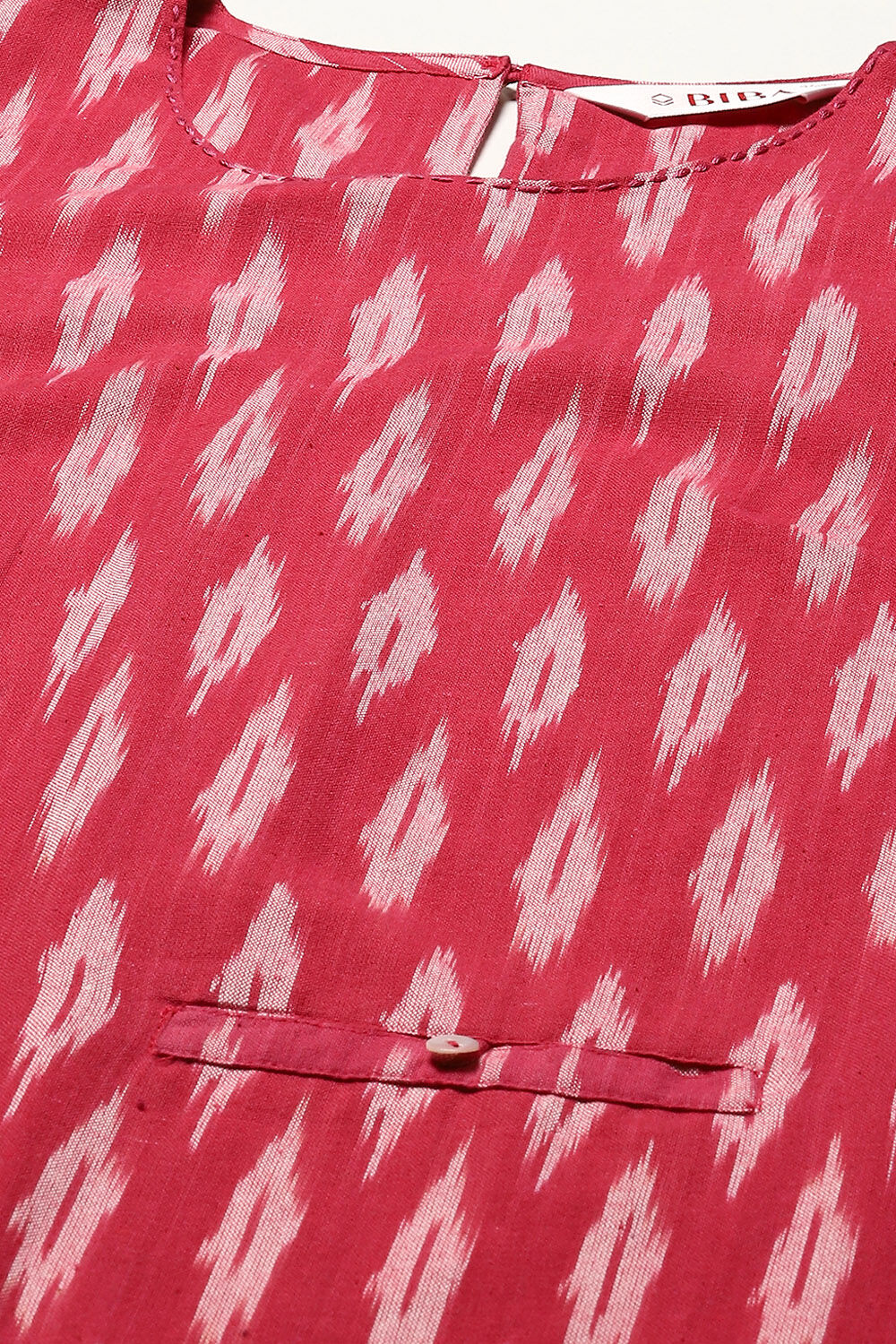 Fuschia Cotton IKAT Straight Yarndyed Kurta image number 1