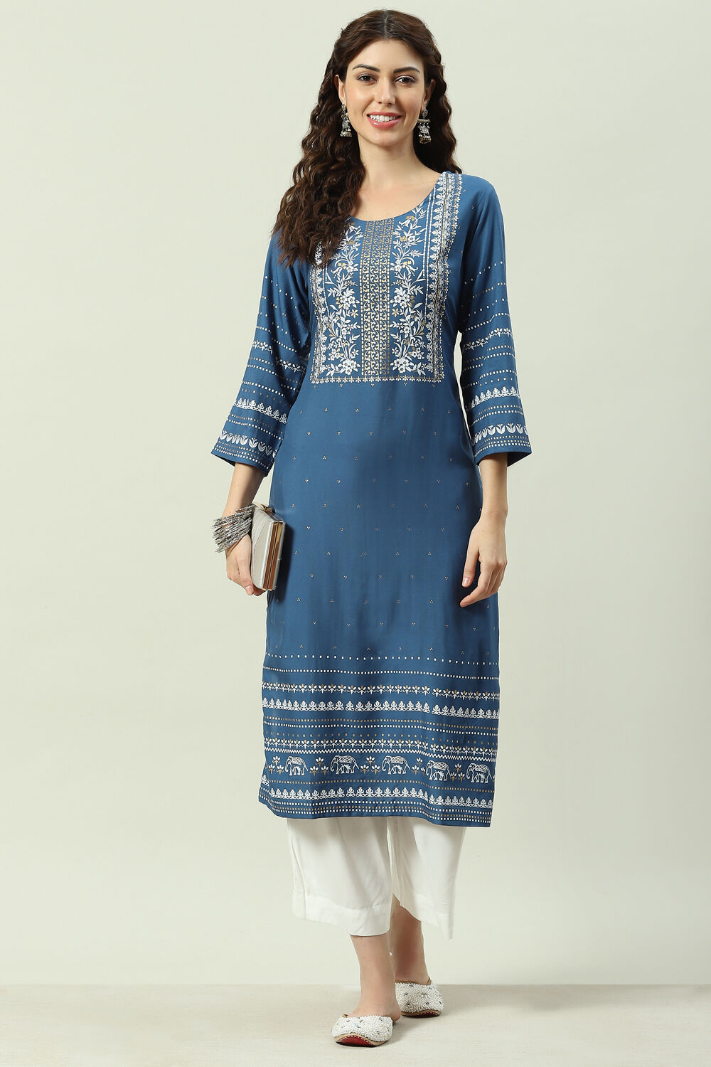 Mustard Printed Rayon Straight Kurta Palazzo Suit Set image number 0