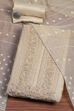 Beige Chanderi Blend Hand Embroidered Unstitched Suit Set image number 0