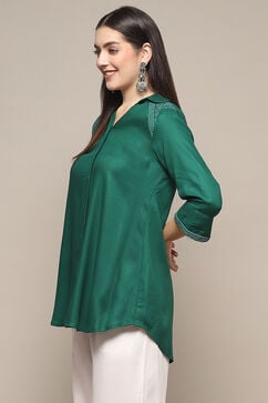 Green LIVA Straight Solid Shirt image number 2