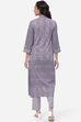 Grey Straight Poly Cotton Kurta image number 4