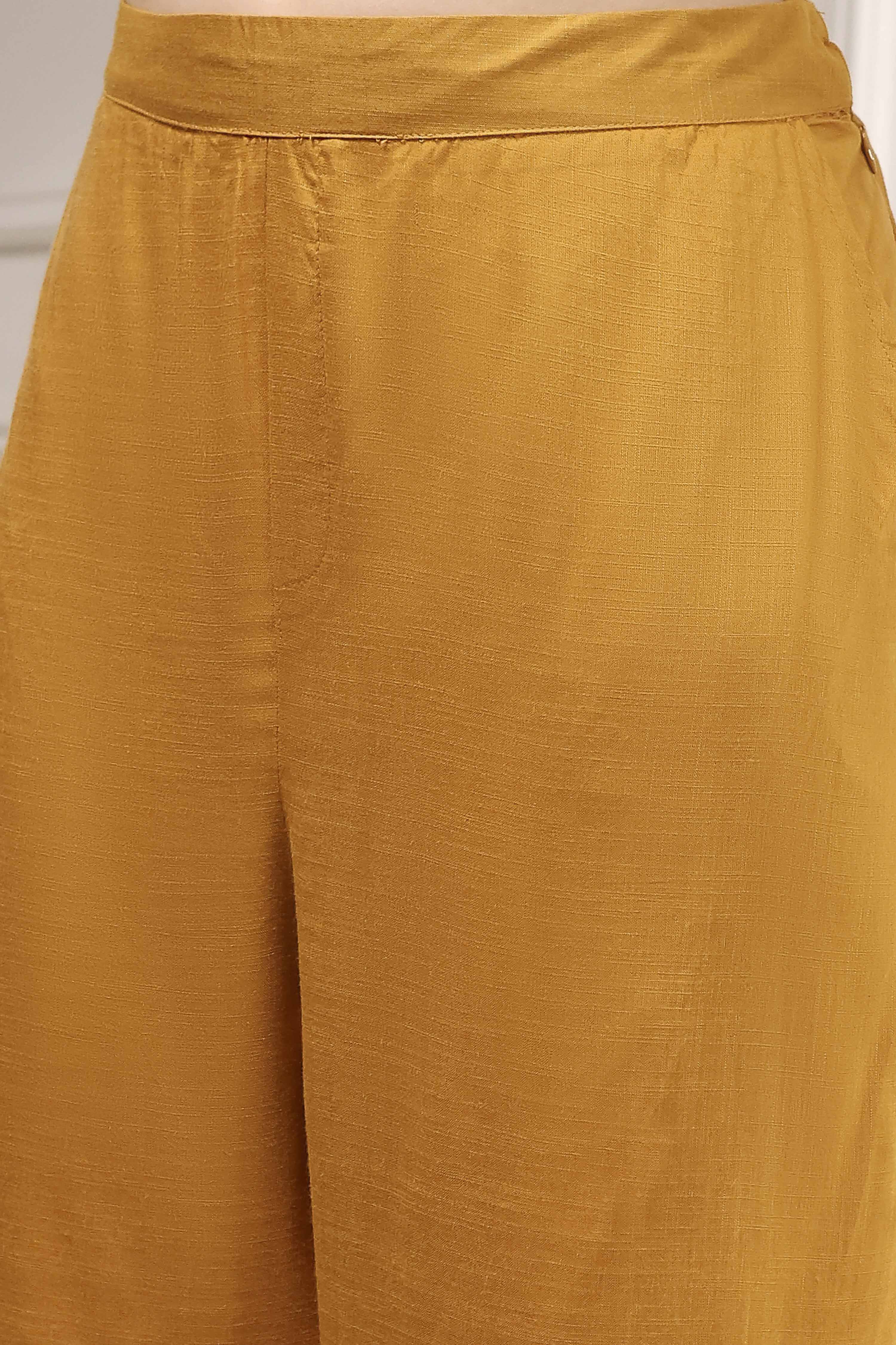 Mustard Yellow Solid A-Line Suit Set image number 2