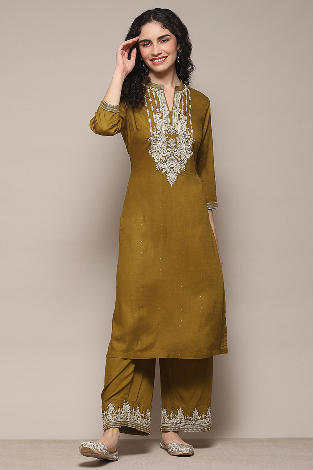 Blue & Rust LIVA Straight Printed 2 Piece Set image number 6