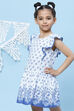 White Cotton Flared Printed Dress image number 2
