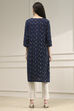 Indigo Blue Cotton Ikat Straight Kurta image number 3