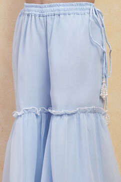 Ice Blue Polyester Peplum Suit Set image number 2