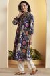 Blue Poly Viscose Straight Kurta image number 2