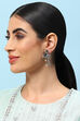 Oxidised Blue & White Brass Earrings image number 3