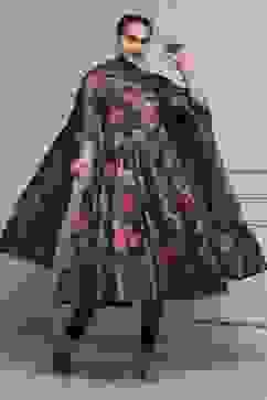 Navy Cotton Anarkali Printed Suit Set image number 0