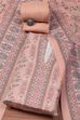 Pink Viscose Silk Placement Print Unstitched Suit Set image number 0