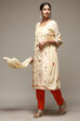 Mustard Chanderi Machine Embroidered Unstitched Suit Set image number 5